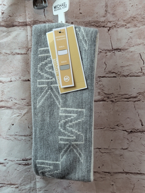 Michael Kors Accessories - Michael Kors Gray and White Knit Logo Headband New Nwt